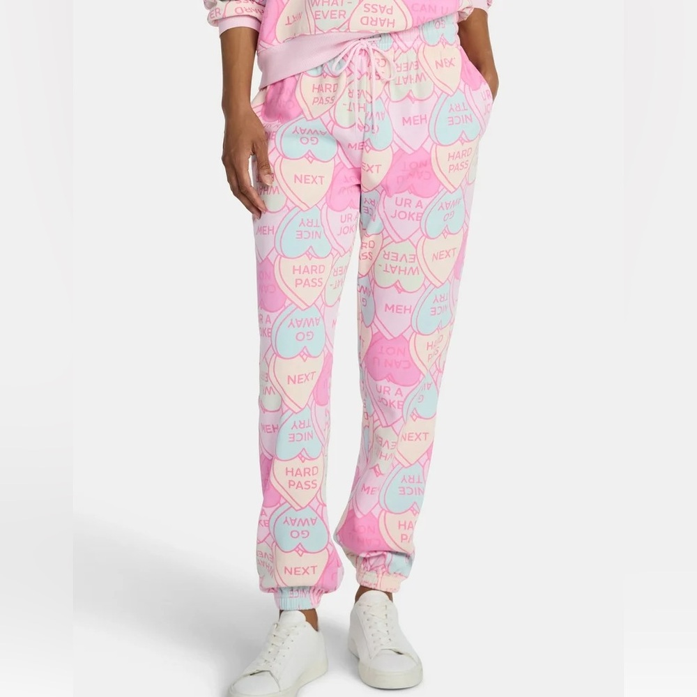 Candy Hearts Fleece Joggers - NWT (Sizes: XXS-M)